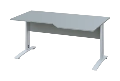 EZK 28 - 166 stůl kancelářský, rohový, pravý, kovová podnož bílá, deska 25 mm, široký 1600 mm, šedá